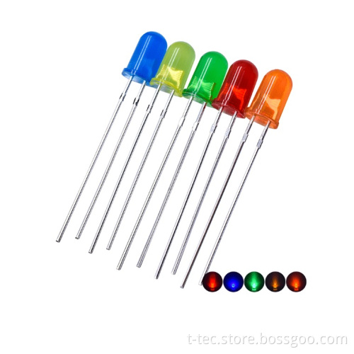 Bluish Green Water Clear Dip LED T1 3/4 Inch with Wavelengths 475nm-500nm (3mm/5mm)